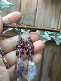 Image 4 of Druzy Agate and Garnet stones earrings