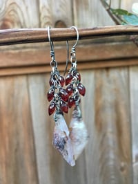 Image 5 of Druzy Agate and Garnet stones earrings