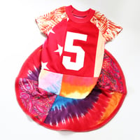 Image 2 of tiedye red paisley mix stars five 5 5th fifth bday party birthday courtneycourtney upcycled dress