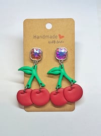 Image 2 of Cherry Clay Drop Earrings