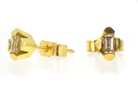 Image 3 of Contemporary 4-claw Baguette diamond studs in 18ct gold