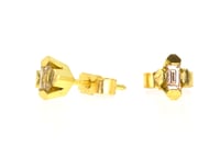 Image 4 of Contemporary 4-claw Baguette diamond studs in 18ct gold