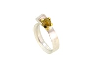 Image 2 of A contemporary ring featuring rose cut yellow diamond in a 18ct gold claw setting with silver cube
