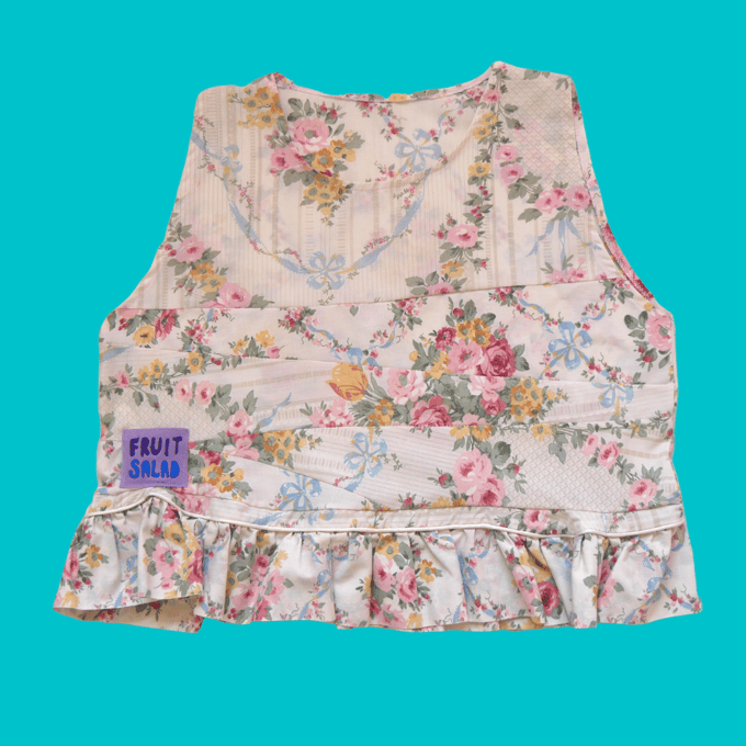 Image of Sustainable Frill Crop Vest Vintage Floral
