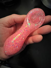 Image 4 of ICEY Pink Freezable Glitter Glass Pipe Smoking Bowl