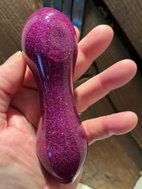 Image 5 of 5" Purple Haze Glitter Glass Pipe Freezable Hand Pipe