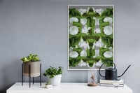 Image 3 of A3 - A1 Green and white floral pop botanical art print