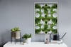 A3 - A1 Green and white floral pop botanical art print