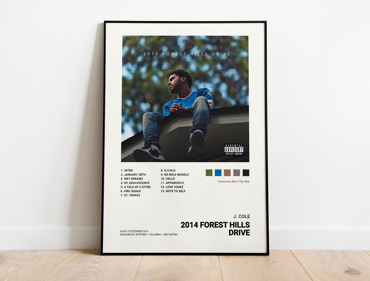 J.COLE (2014 Forest Hills Drive) album cover, digital print