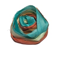 Image 2 of 10YD. TRIBAL HAND DYED SARI SILK RIBBON/HAND DYED BY COLOR KISSED SILK