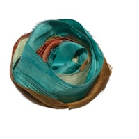 Image 1 of 10YD. TRIBAL HAND DYED SARI SILK RIBBON/HAND DYED BY COLOR KISSED SILK