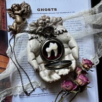 Image 2 of Coyote Tooth Antique Pocket Watch Necklace - Red Velvet