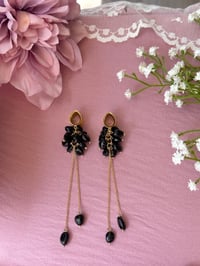 Image 3 of Obsidian Cluster Dangles (Gold)