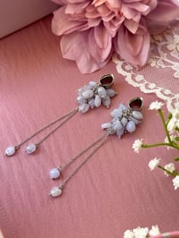 Image 2 of Blue Lace Agate Cluster Dangles (Silver)