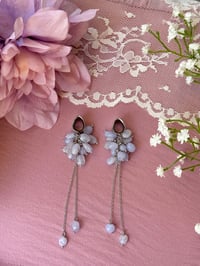 Image 1 of Blue Lace Agate Cluster Dangles (Silver)