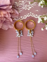 Image 2 of Blue Lace Agate Cluster Dangles (Gold)
