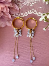 Image 3 of Blue Lace Agate Cluster Dangles (Gold)