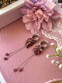 Image 2 of Rubellite Cluster Dangles (Silver)