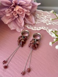 Image 4 of Rubellite Cluster Dangles (Silver)