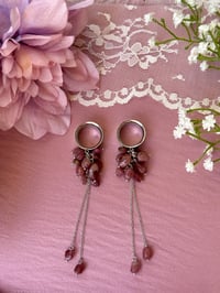 Image 1 of Rubellite Cluster Dangles (Silver)