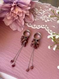 Image 5 of Rubellite Cluster Dangles (Silver)