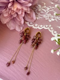 Image 1 of Rubellite Cluster Dangles (Gold)