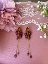 Image 3 of Rubellite Cluster Dangles (Gold)