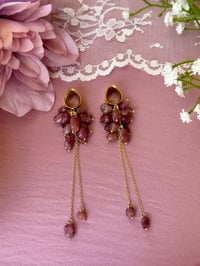 Image 4 of Rubellite Cluster Dangles (Gold)