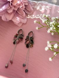 Image 1 of Watermelon Tourmaline Cluster Dangles (Silver)