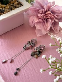Image 3 of Watermelon Tourmaline Cluster Dangles (Silver)