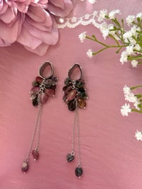 Image 4 of Watermelon Tourmaline Cluster Dangles (Silver)