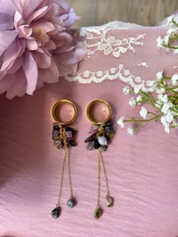 Image 3 of Watermelon Tourmaline Cluster Dangles (Gold)