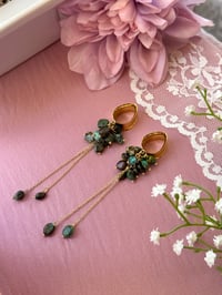 Image 1 of Turquoise Cluster Dangles (Gold)