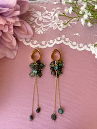 Image 2 of Turquoise Cluster Dangles (Gold)