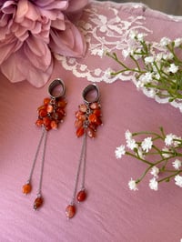 Image 1 of Red Agate Cluster Dangles (Silver)