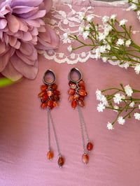 Image 2 of Red Agate Cluster Dangles (Silver)