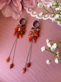 Image 3 of Red Agate Cluster Dangles (Silver)