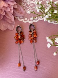 Image 4 of Red Agate Cluster Dangles (Silver)