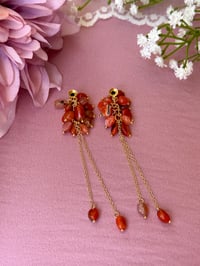 Image 2 of Red Agate Cluster Dangles (Gold)