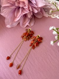 Image 3 of Red Agate Cluster Dangles (Gold)