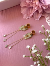 Image 1 of Green Grape Agate Cluster Dangles (Gold)