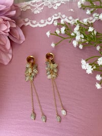 Image 2 of Green Grape Agate Cluster Dangles (Gold)