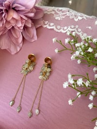 Image 5 of Green Grape Agate Cluster Dangles (Gold)
