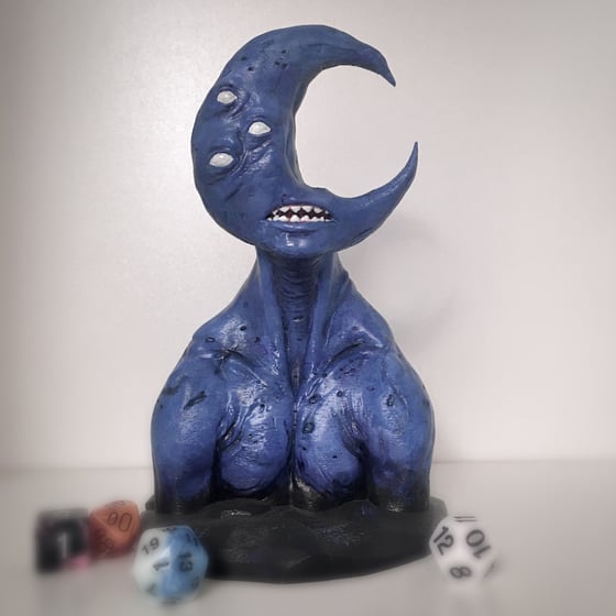 Image of Blue Moongod - hand painted bust - [white eyes]