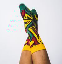 Image 2 of African Print Socks Unisex Afro Map Geometry Pattern One Size 6-12