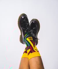 Image 1 of African Print Socks Unisex Afro Map Geometry Pattern One Size 6-12