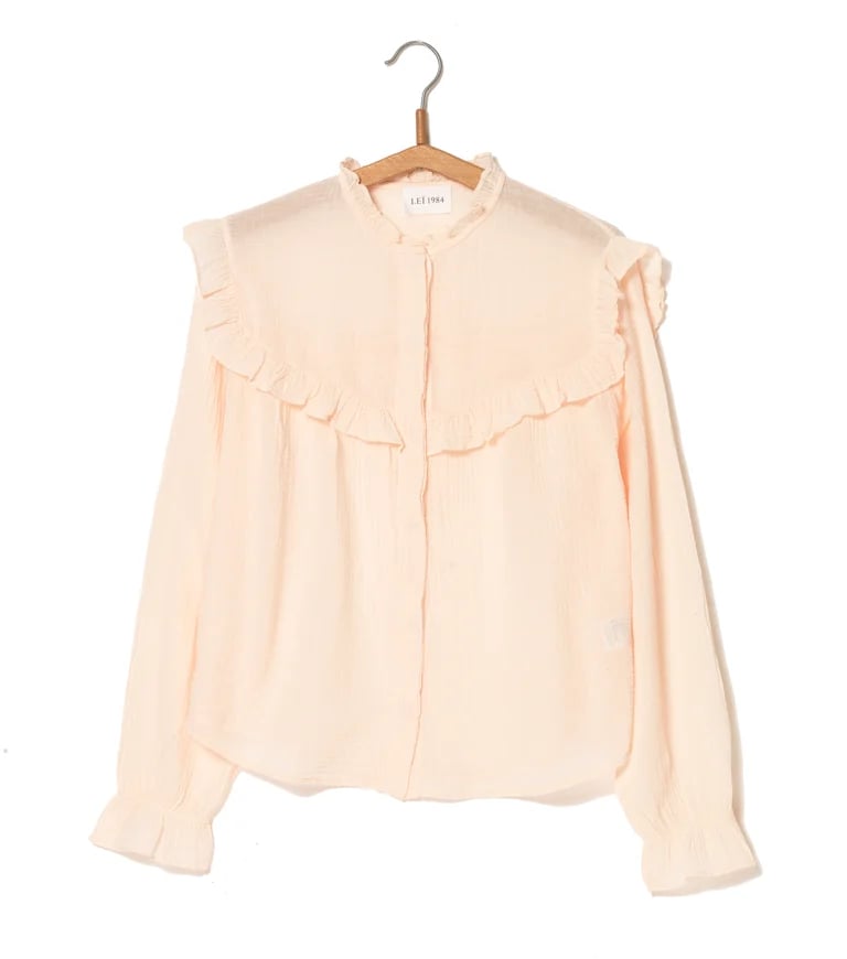 Image of Blouse volantée gaze de coton SUZANNE Rose 145€ -50%