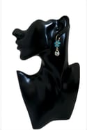 Turquoise Crystal Flower Fashion Earrings 