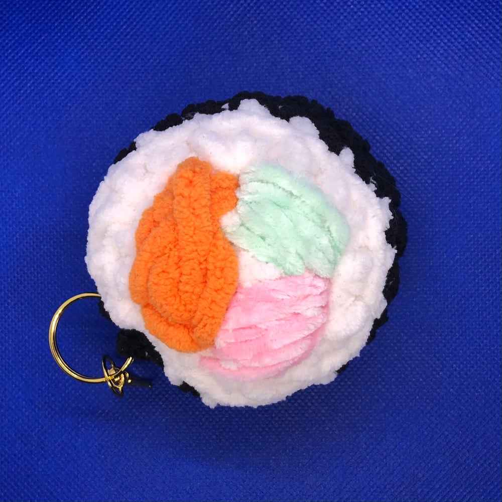 Image of Crochet Sushi Roll Keychain