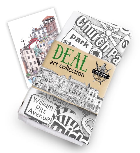 Image of Deal Street Names Commemorative Tea Towel and Postcard Pack